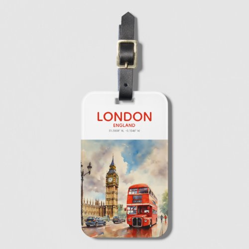 Double_Decker Driving by Big Ben _ London England Luggage Tag