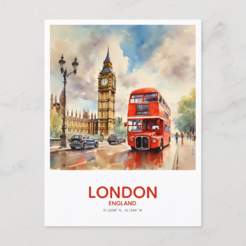 Double_Decker Driving by Big Ben _ London England Postcard