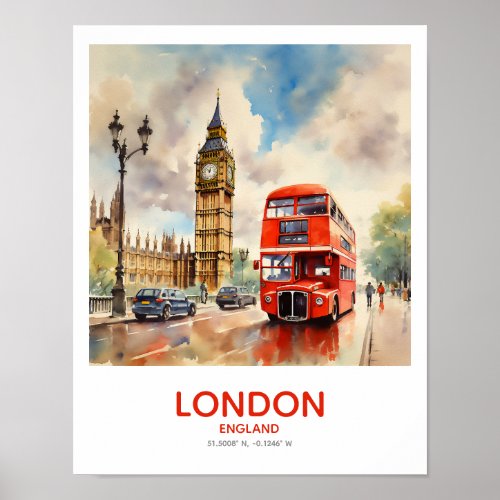 Double_Decker Driving by Big Ben _ London England Poster