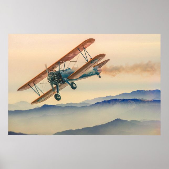 double decker oldtimer propeller plane poster (Front)