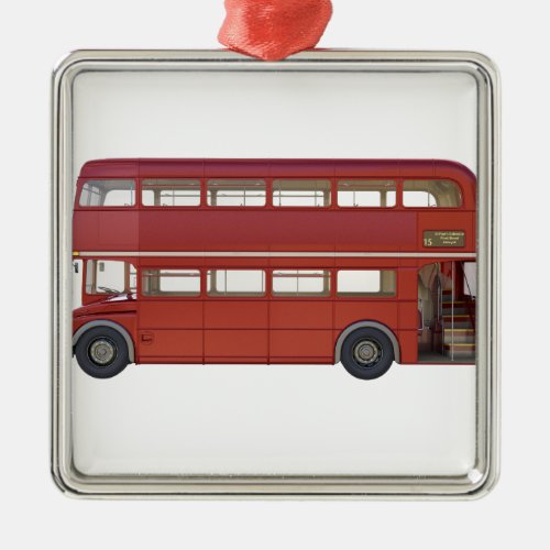 Double Decker Red Bus Metal Ornament