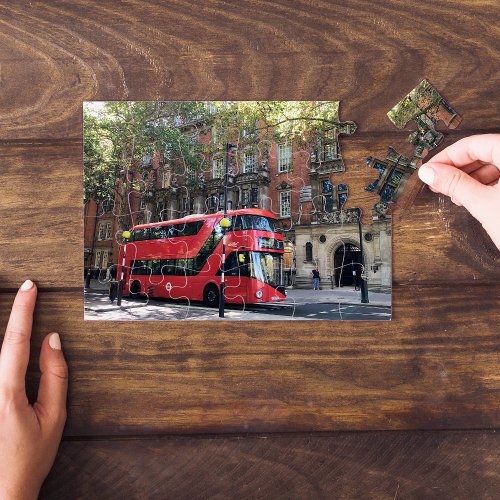Double decker red bus  West End London Kensington Jigsaw Puzzle
