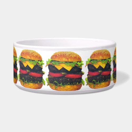 Double Deluxe Hamburger  Cheese Large Pet Bowl