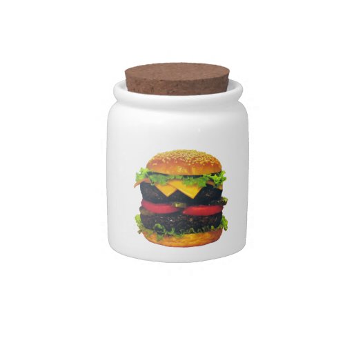 Double Deluxe Hamburger with Cheese Candy Jar