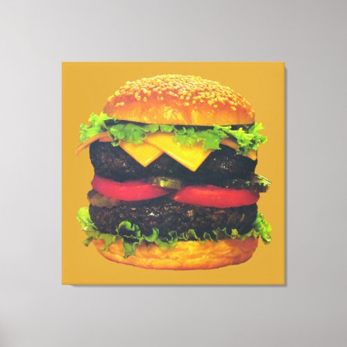 Double Deluxe Hamburger with Cheese Canvas Print