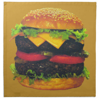 Double Deluxe Hamburger with Cheese Cloth Napkin