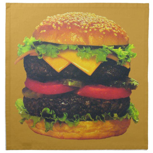Double Deluxe Hamburger with Cheese Cloth Napkin (Front)