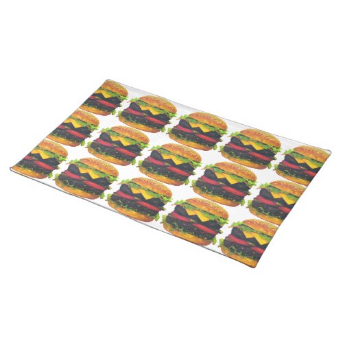 Double Deluxe Hamburger with Cheese Cloth Placemat