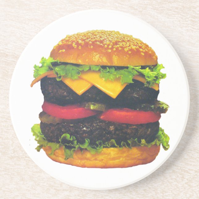 Double Deluxe Hamburger with Cheese Drink Coaster (Front)