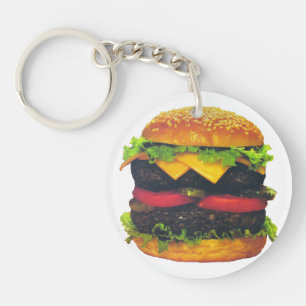 Double Deluxe Hamburger with Cheese Keychain