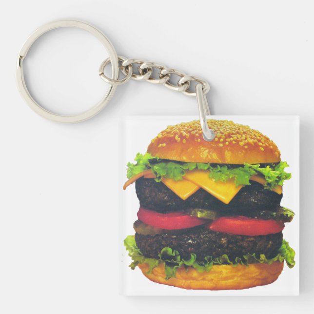 Double Deluxe Hamburger with Cheese Keychain (Front)