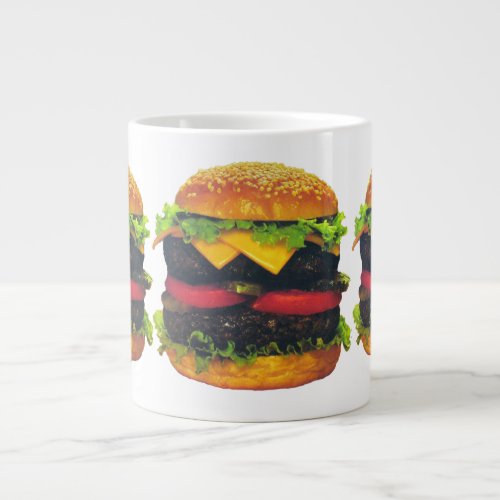 Double Deluxe Hamburger with Cheese Large Coffee Mug