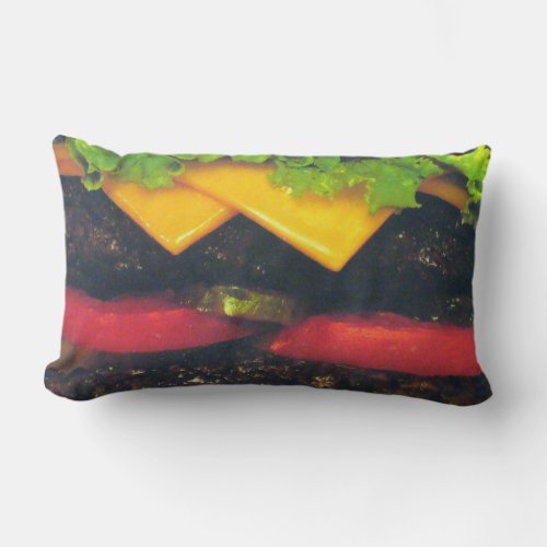 Double Deluxe Hamburger with Cheese Lumbar Pillow