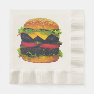 Double Deluxe Hamburger with Cheese Paper Napkins