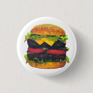 Double Deluxe Hamburger with Cheese Pinback Button