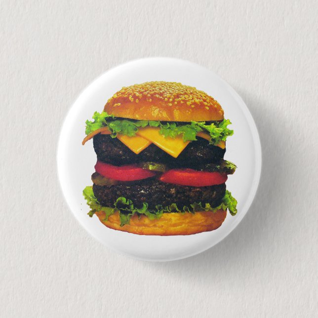 Double Deluxe Hamburger with Cheese Pinback Button (Front)
