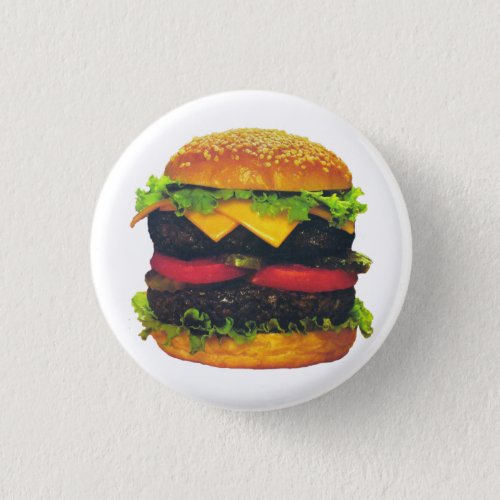 Double Deluxe Hamburger with Cheese Pinback Button