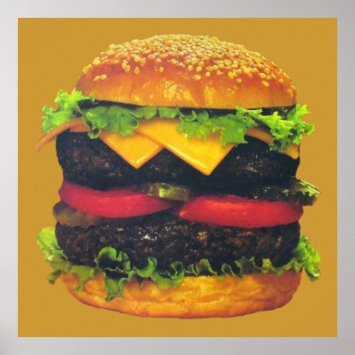 Double Deluxe Hamburger with Cheese Poster