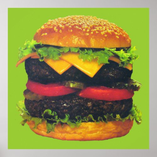 Double Deluxe Hamburger with Cheese Poster