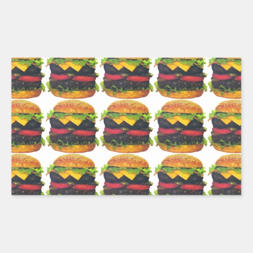 Double Deluxe Hamburger with Cheese Rectangular Sticker