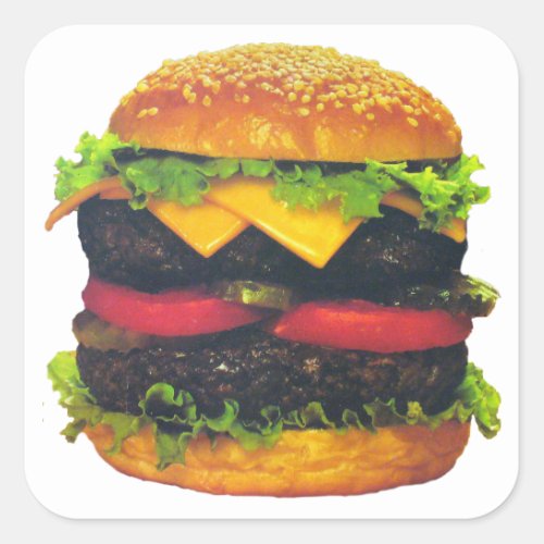 Double Deluxe Hamburger with Cheese Square Sticker