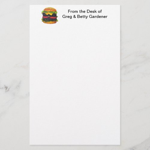 Double Deluxe Hamburger with Cheese Stationery