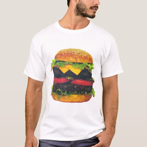 Double Deluxe Hamburger with Cheese T_Shirt
