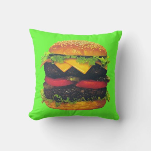 Double Deluxe Hamburger with Cheese Throw Pillow