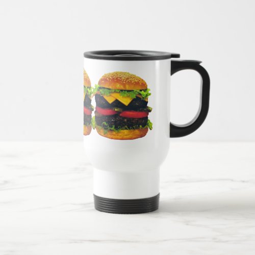 Double Deluxe Hamburger with Cheese Travel Mug