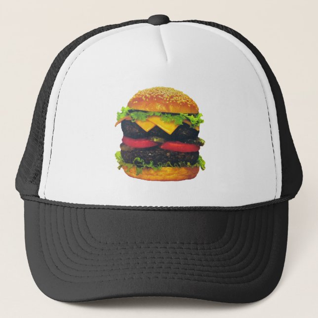 Double Deluxe Hamburger with Cheese Trucker Hat (Front)