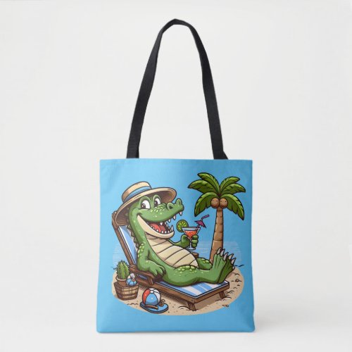 double design funny crocodile and cobra tote bag