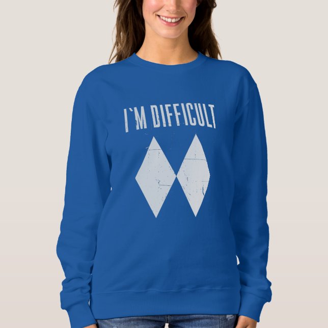 Double Diamond I'm Difficult Ski Winter Sports Sweatshirt (Front)