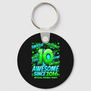 Double Digits 10 Year Old Boys 10th Birthday Boy  Keychain