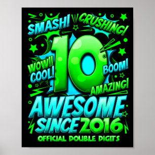 Double Digits 10 Year Old Boys 10th Birthday Boy  Poster