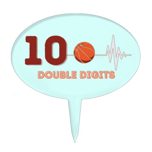 Double Digits 10 Years Old Birthday Boy Basketball Cake Topper