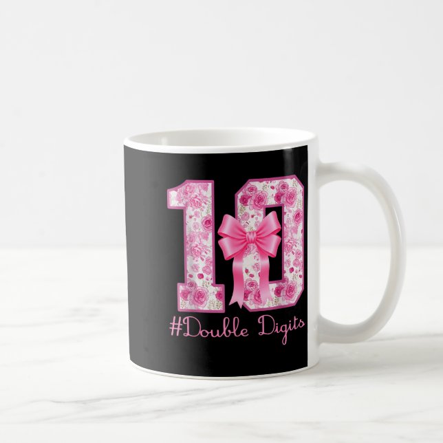 Double Digits 10th Birthday Girl Nk Coquette Bow 1 Coffee Mug (Right)
