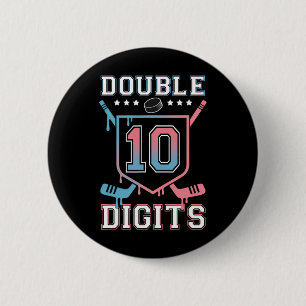 Double Digits 10th Birthday Hockey Drip Boys 10 Ye Button
