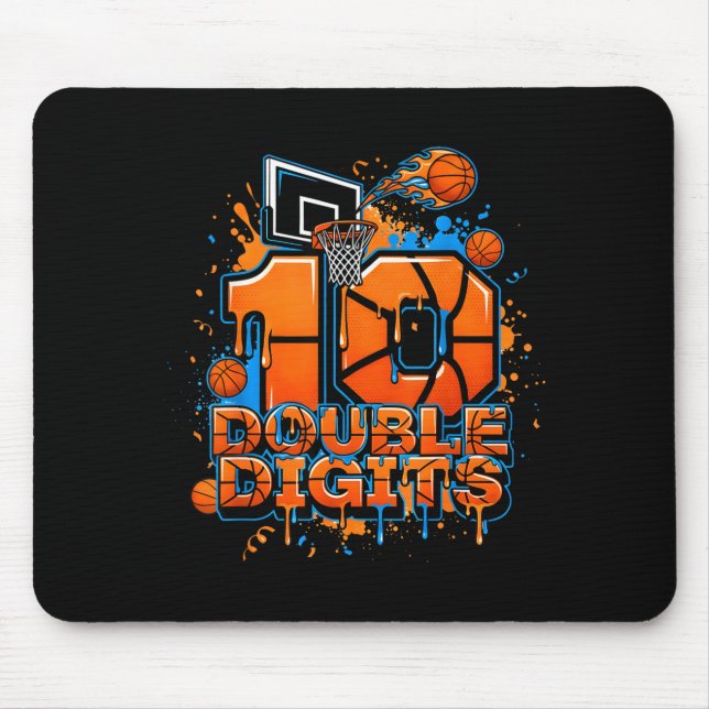 Double Digits Birthday 10 Year Old Boy Basketball  Mouse Pad (Front)