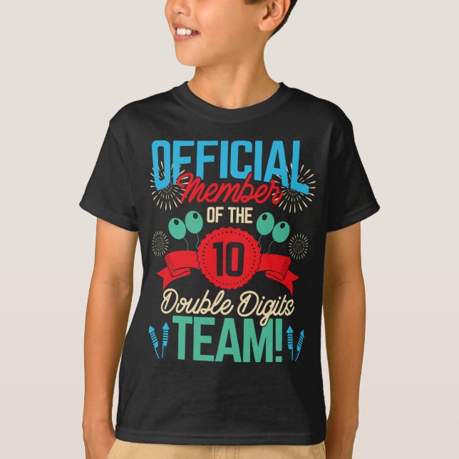 Double Digits Birthday 10 Year Old Girl, Boy, Twin T-Shirt (Front)