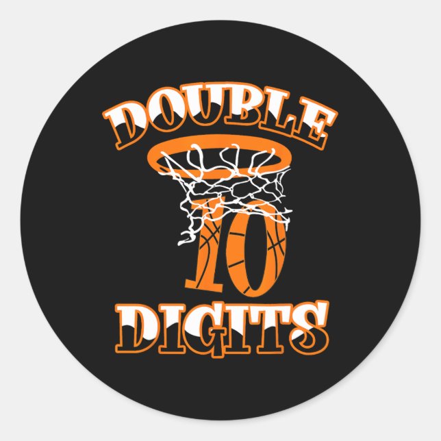 Double Digits Birthday Decorations Boy 10 Basketba Classic Round Sticker (Front)