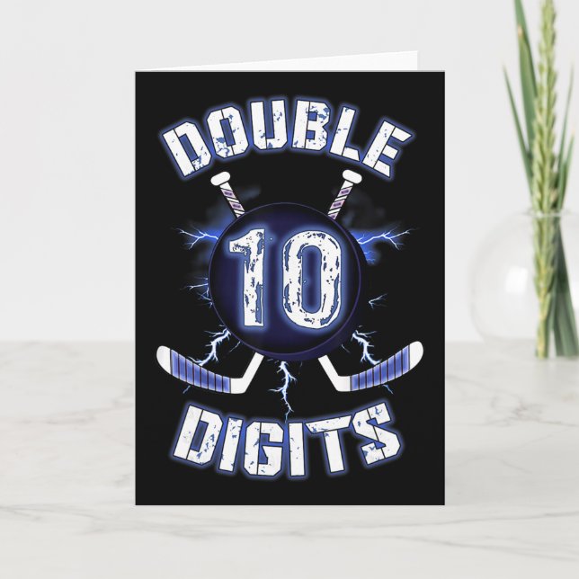 Double Digits Birthday Decorations Ice Hockey 10th Card (Front)