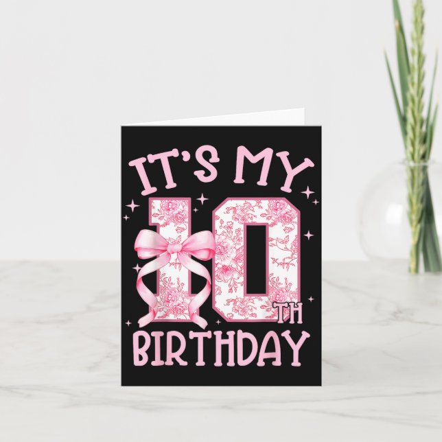 Double Digits Birthday Girl 10th Birthday Coquette Card (Front)