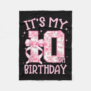 Double Digits Birthday Girl 10th Birthday Coquette Fleece Blanket