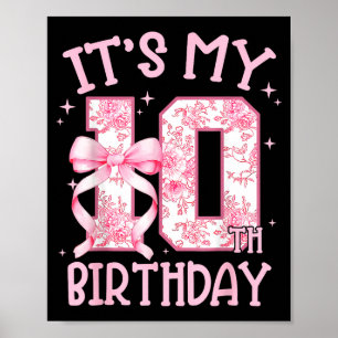 Double Digits Birthday Girl 10th Birthday Coquette Poster