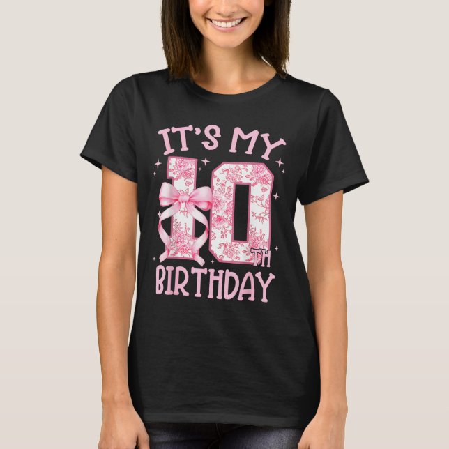 Double Digits Birthday Girl 10th Birthday Coquette T-Shirt (Front)