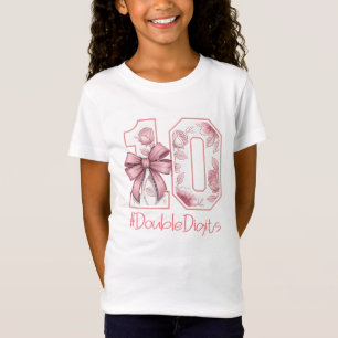 Double Digits Birthday Girl 10th Pink Coquette Bow T-Shirt