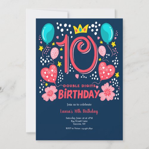 Double Digits Birthday Invitation