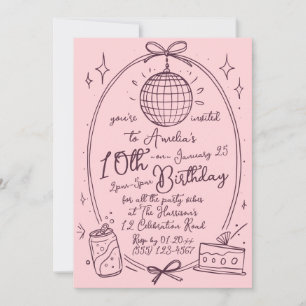 Double Digits Girl Party 10th Birthday Invitation