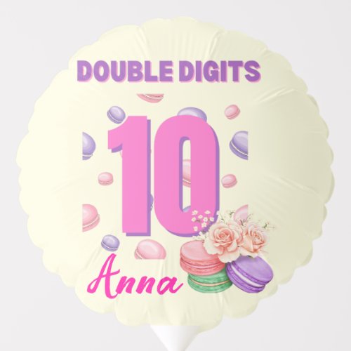 Double Digits Macaroon Teenager Birthday Girl  Balloon