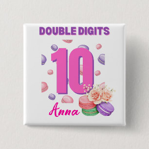 Double Digits Macaroon Teenager Birthday Girl  Button